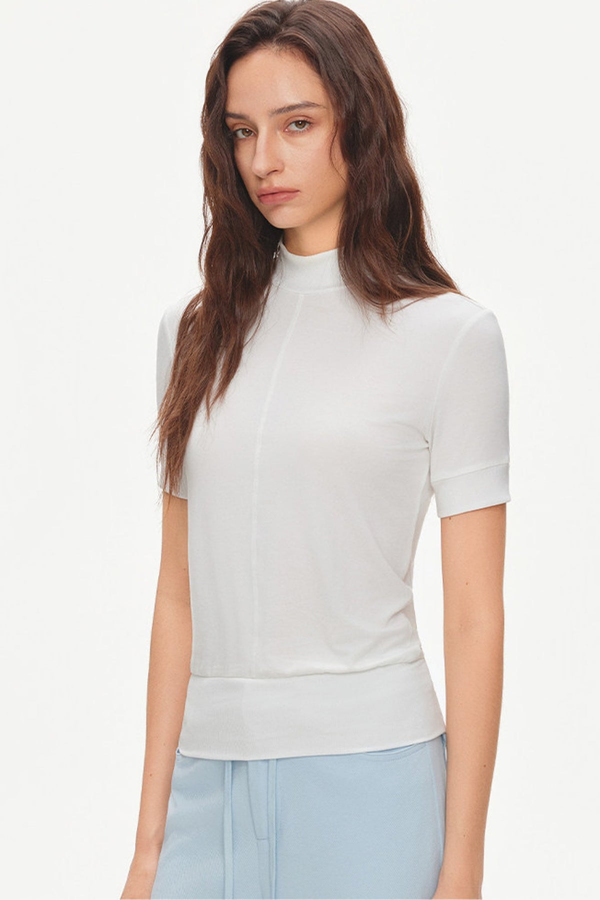 Tencel Modal Half-High Collar Blouse