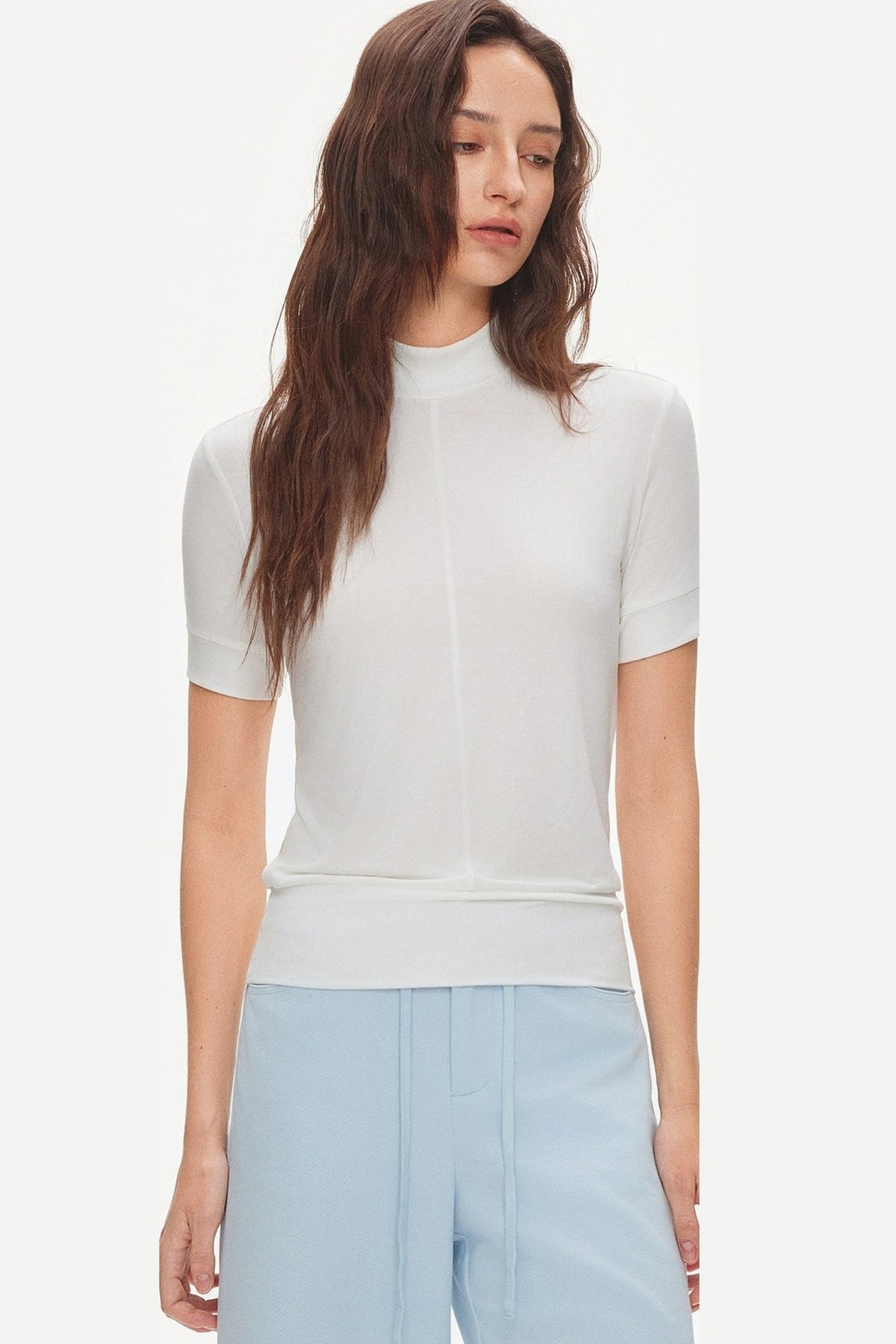 Tencel Modal Half-High Collar Blouse