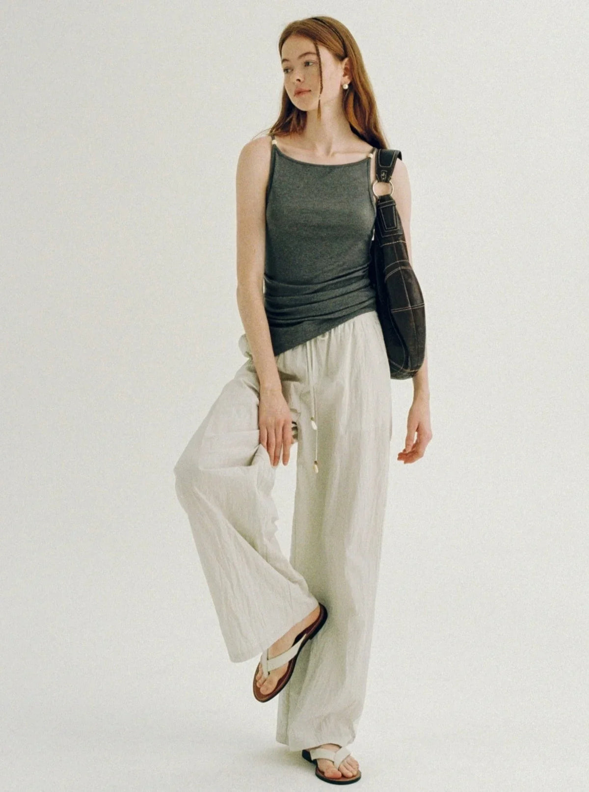 Tencel Pinch-Pleated Tank Top