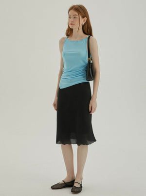 Tencel Pinch-Pleated Tank Top