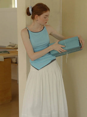 Tencel Pinch-Pleated Tank Top