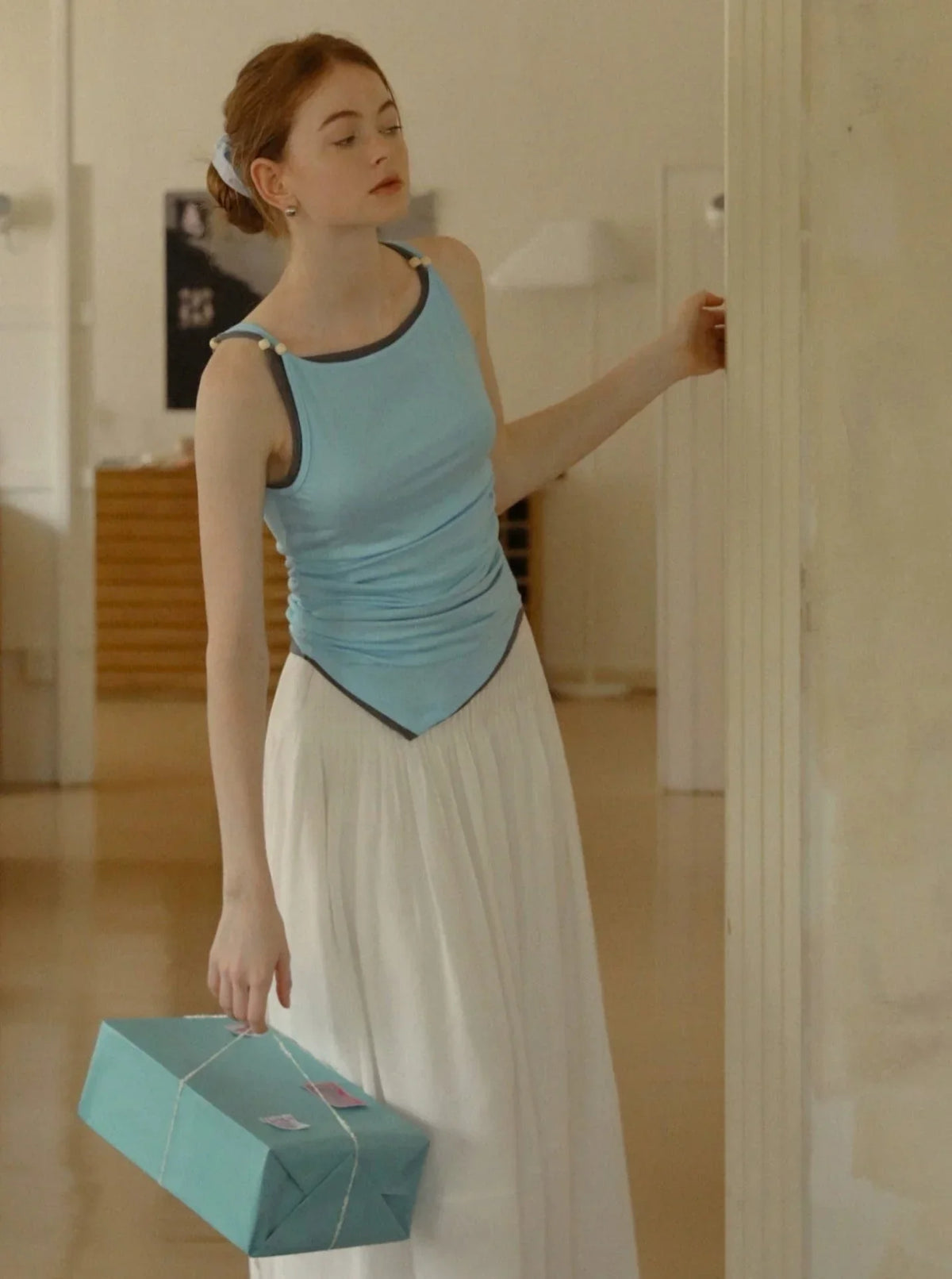 Tencel Pinch-Pleated Tank Top