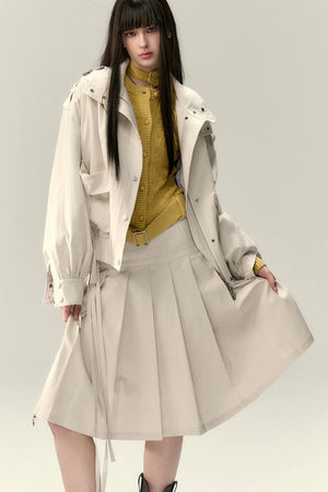 Tencel Pleated Streamer Midi Skirt