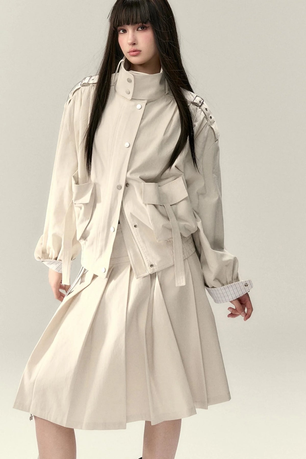 Tencel Pleated Streamer Midi Skirt
