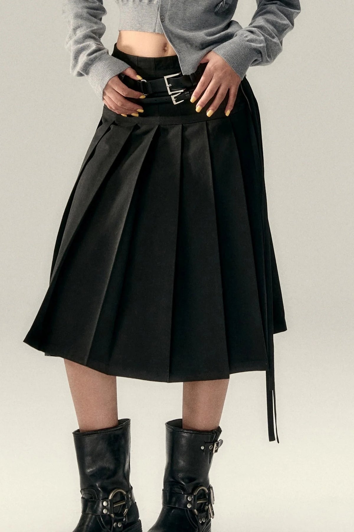 Tencel Pleated Streamer Midi Skirt