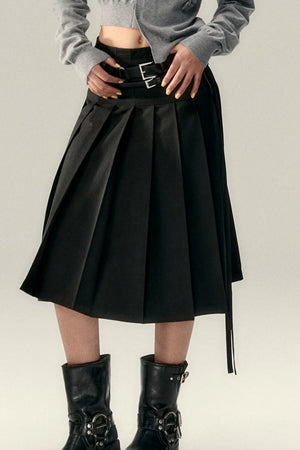 Tencel Pleated Streamer Midi Skirt