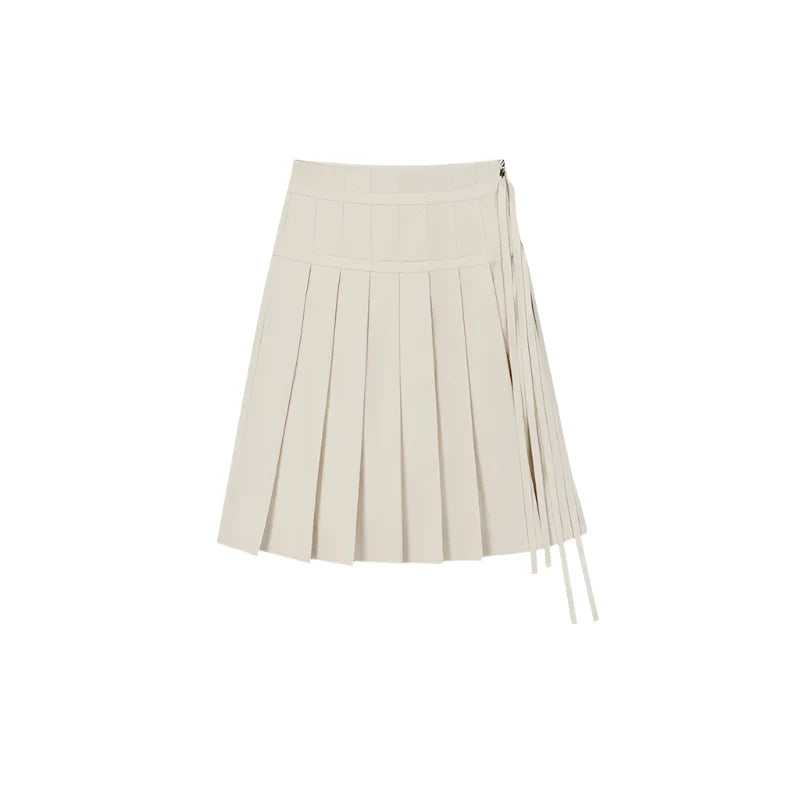 Tencel Pleated Streamer Midi Skirt