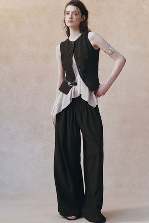 Tencel Ramie Asymmetric Tie-Up Vest