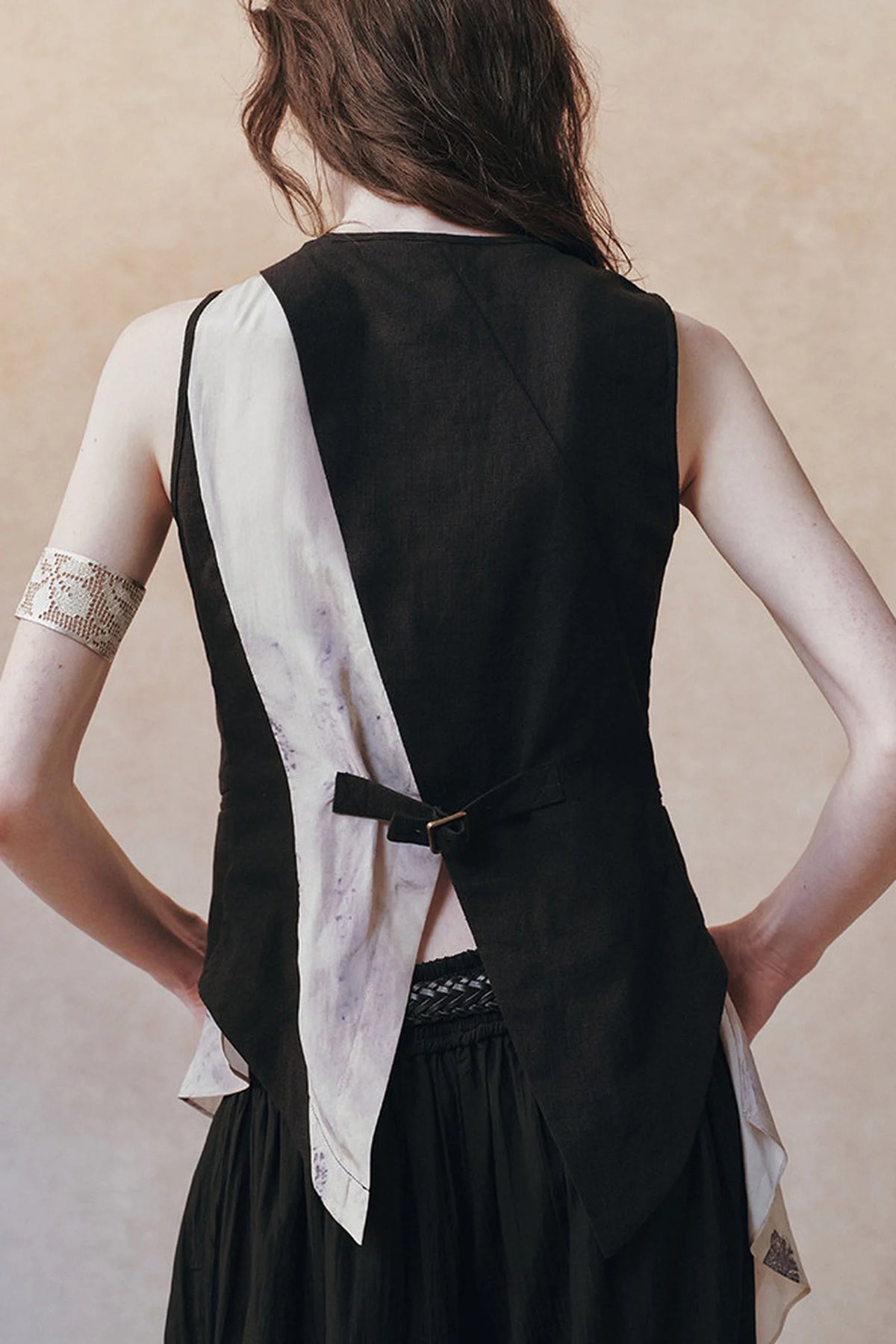 Tencel Ramie Asymmetric Tie-Up Vest