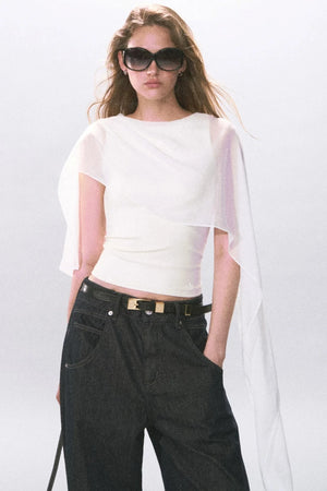 Tencel Sheer Irregular Mesh Cape