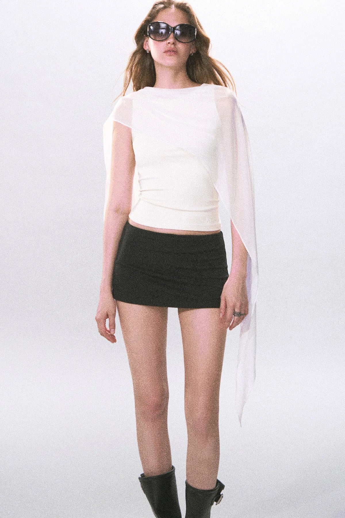 Tencel Sheer Irregular Mesh Cape