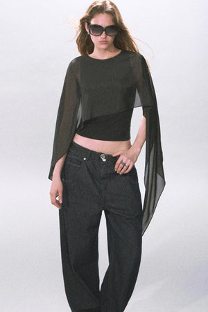 Tencel Sheer Irregular Mesh Cape