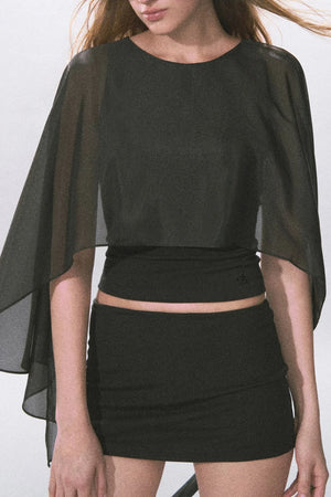Tencel Sheer Irregular Mesh Cape