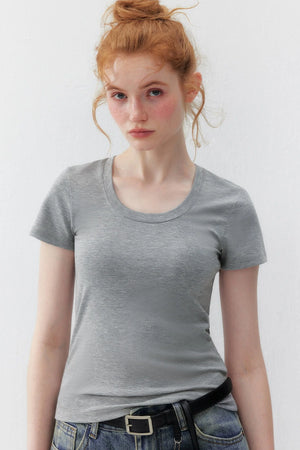 Tencel U-Neck Short-Sleeved T-Shirt
