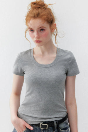 Tencel U-Neck Short-Sleeved T-Shirt