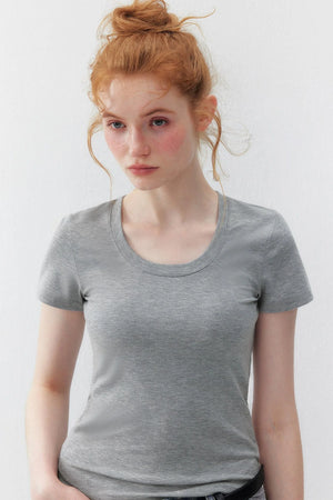 Tencel U-Neck Short-Sleeved T-Shirt