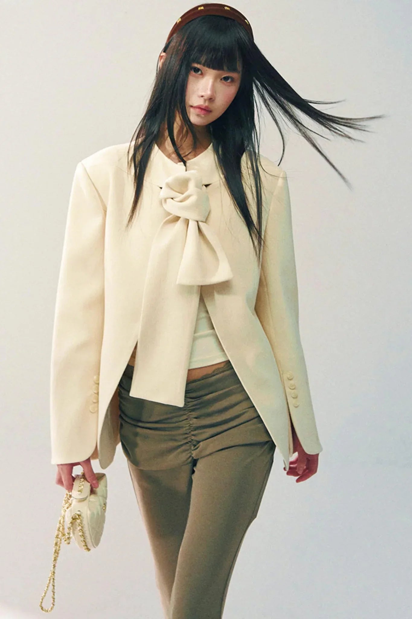 Tencel Wool Bow Tie Blazer
