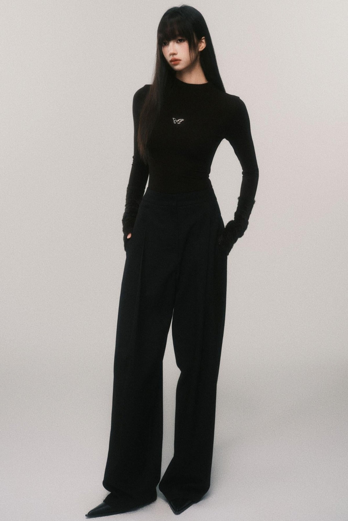 Tencel Wool High Rise Suit Pants