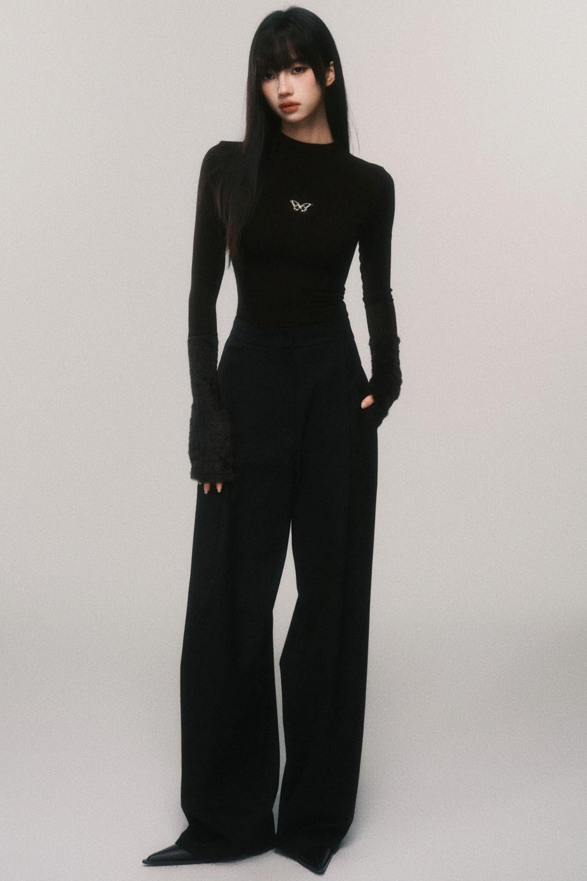 Tencel Wool High Rise Suit Pants