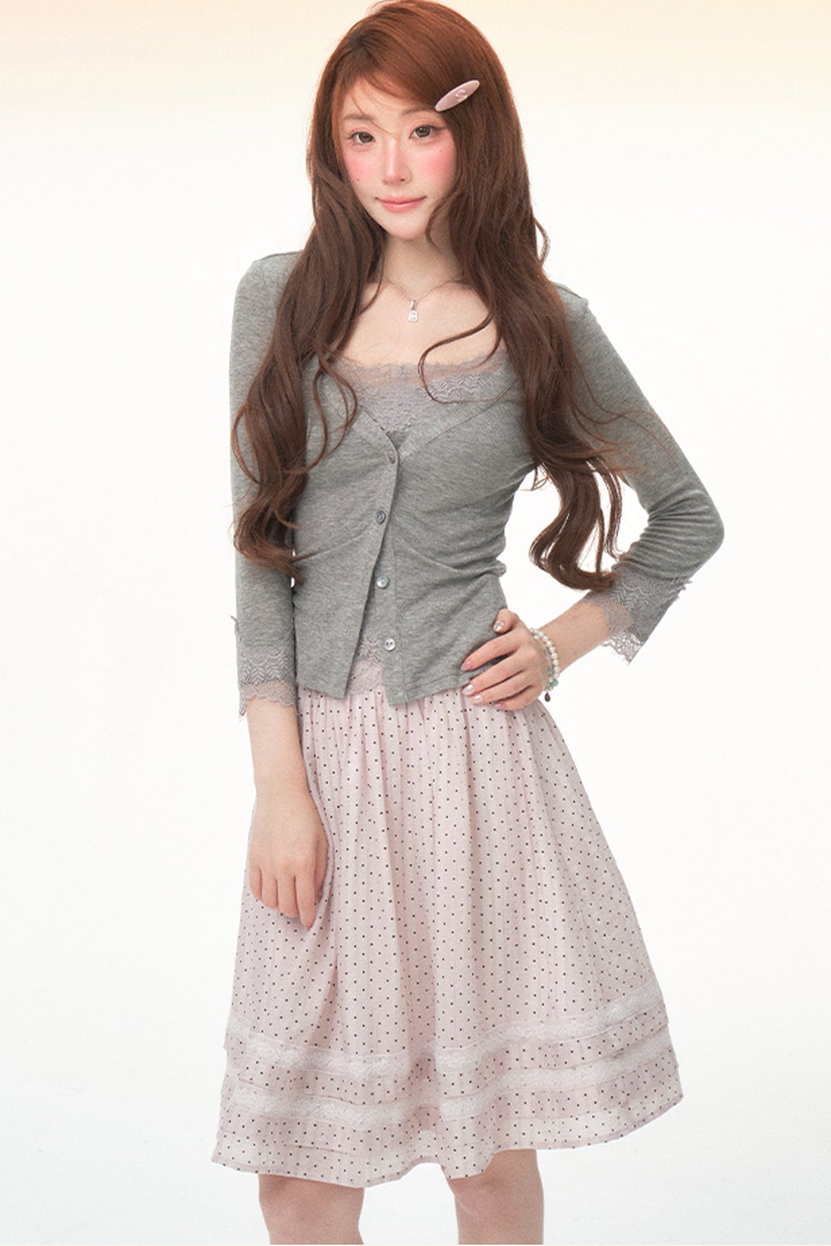 Tencel Wool Lace Camisole & Skirt Set-Up
