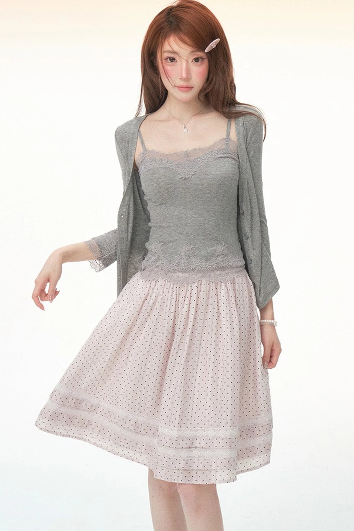 Tencel Wool Lace Camisole & Skirt Set-Up