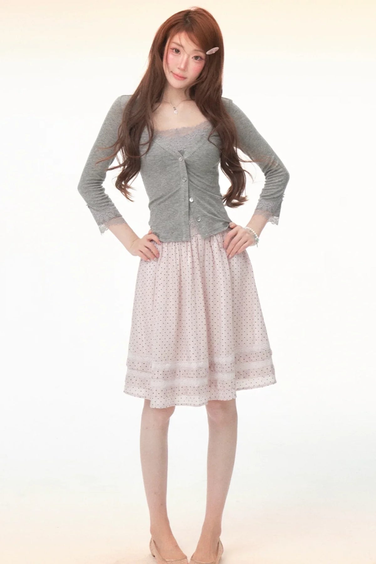 Tencel Wool Lace Camisole & Skirt Set-Up