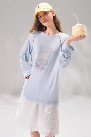 Tencel Wool Lace Patchwork Top