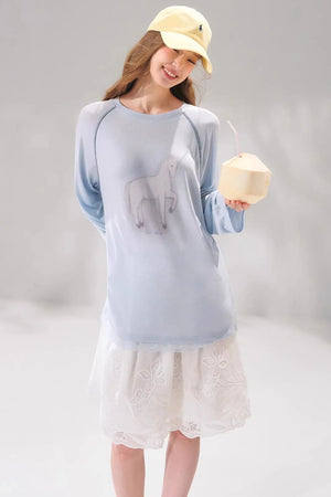 Tencel Wool Lace Patchwork Top