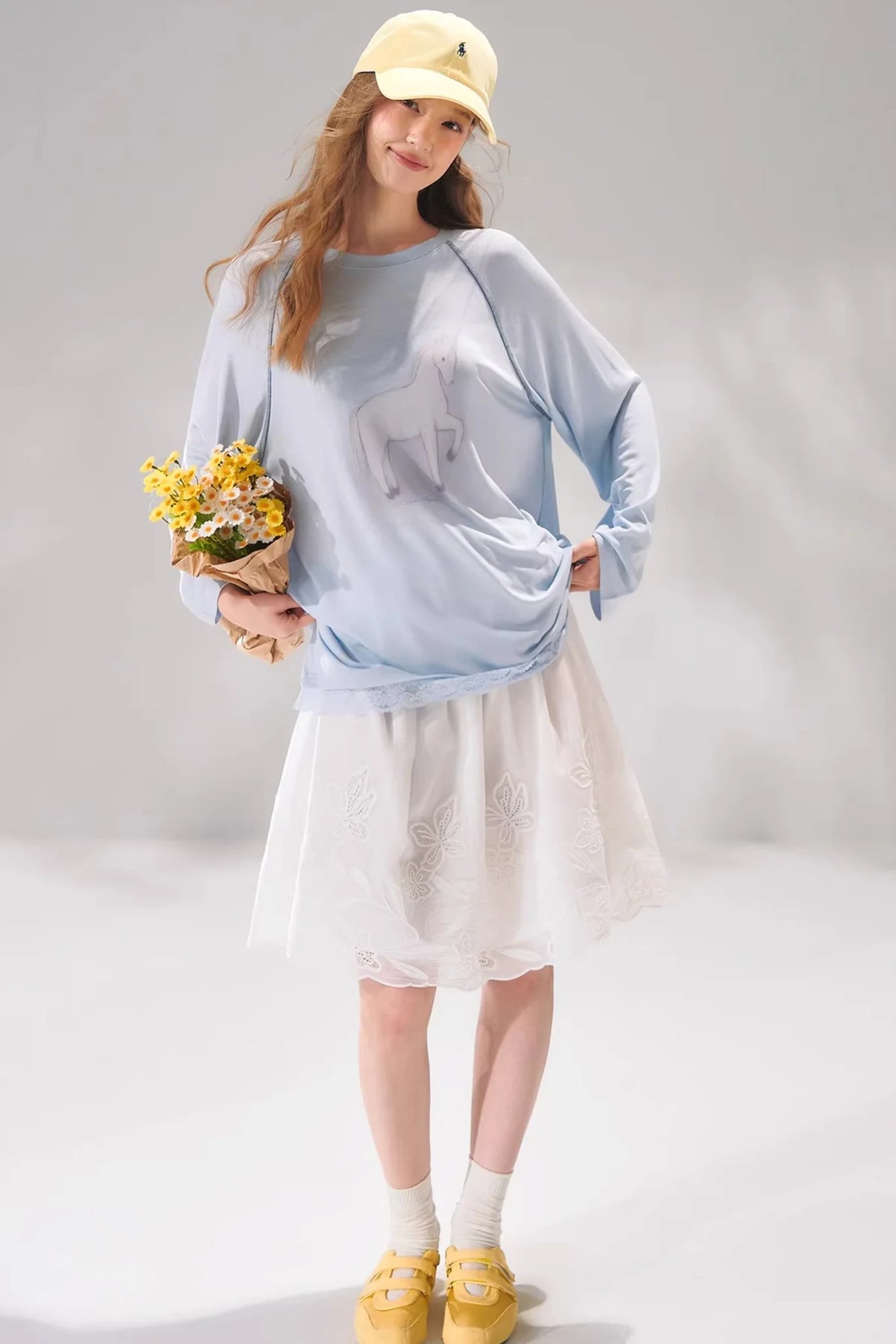 Tencel Wool Lace Patchwork Top