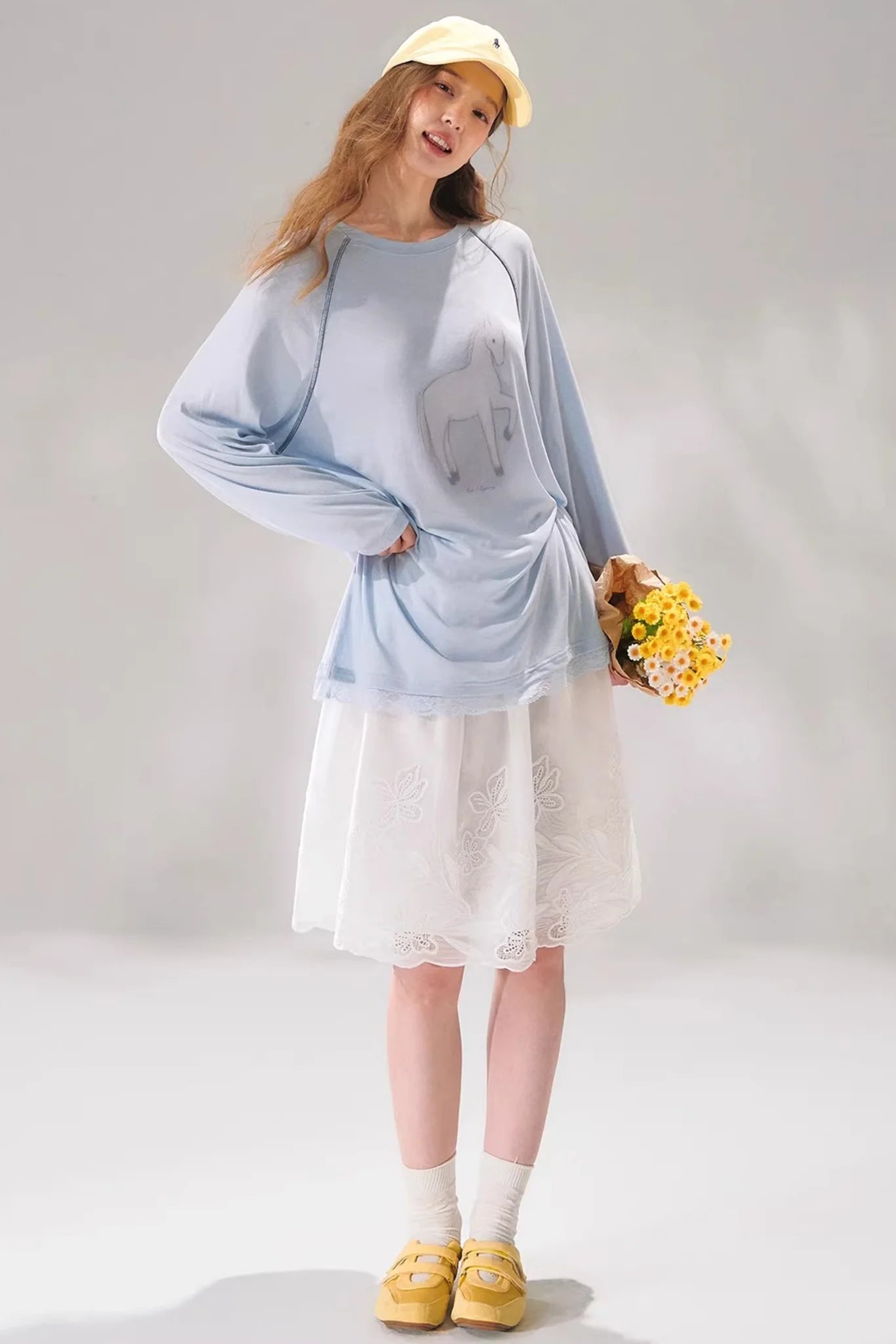 Tencel Wool Lace Patchwork Top