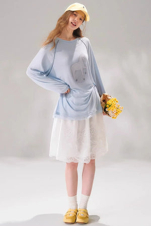 Tencel Wool Lace Patchwork Top