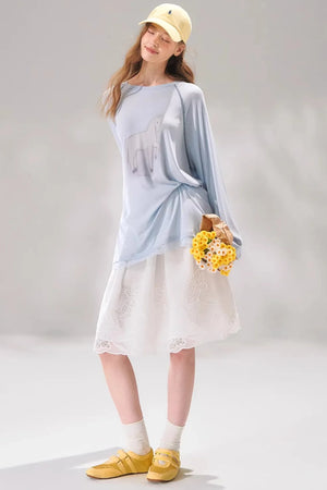 Tencel Wool Lace Patchwork Top