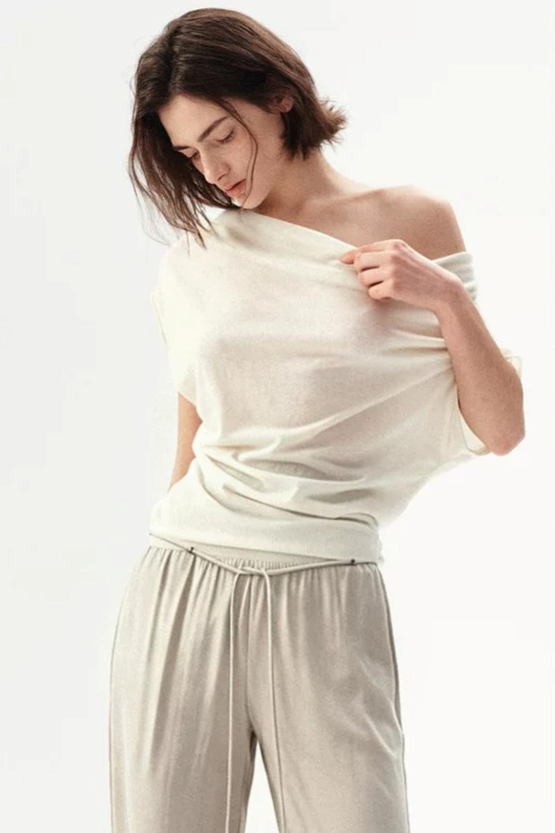 Tencel Wool Off-Shoulder Top