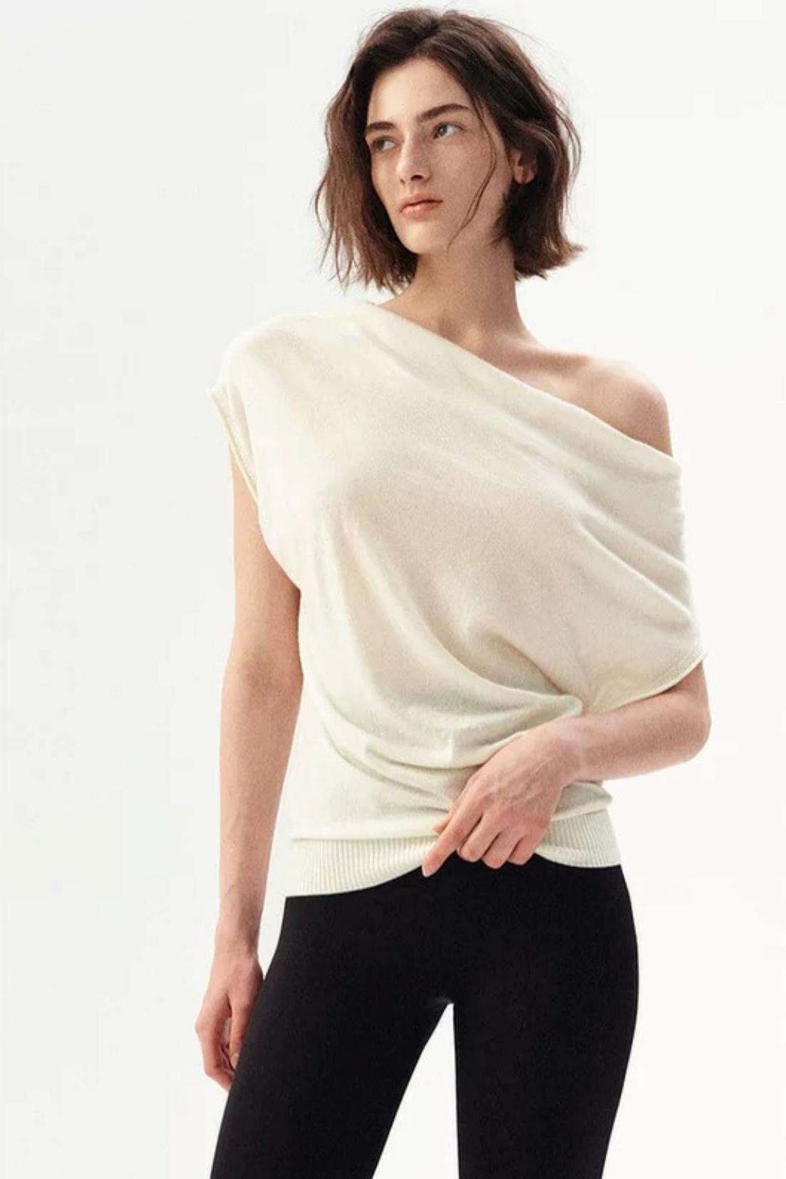 Tencel Wool Off-Shoulder Top