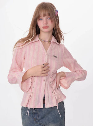 Texture Slim Tie Long Sleeve Shirt