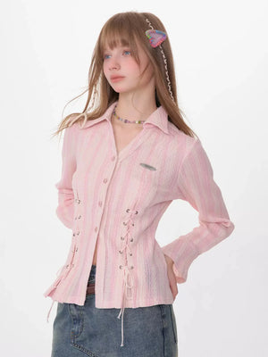 Texture Slim Tie Long Sleeve Shirt