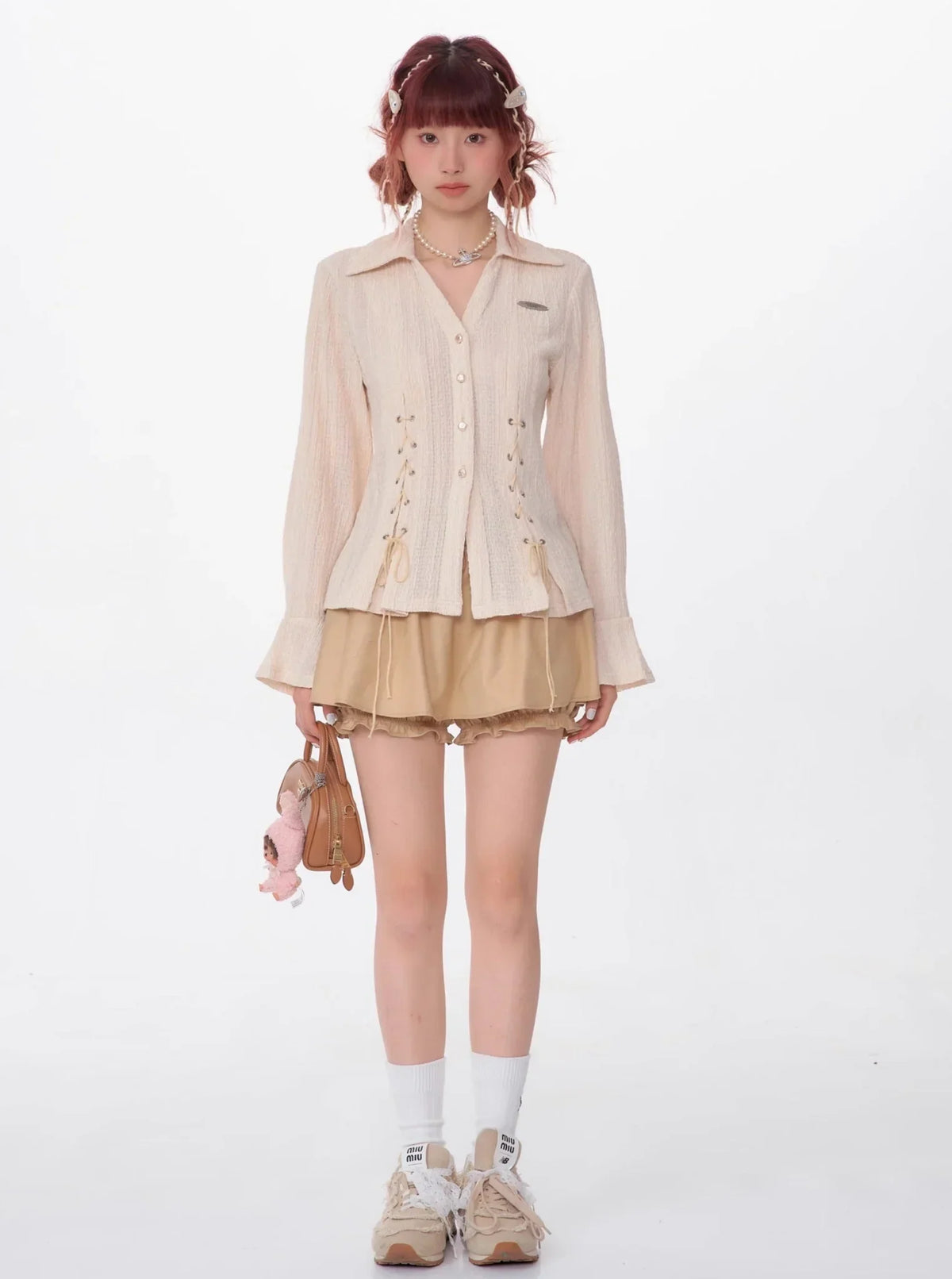 Texture Slim Tie Long Sleeve Shirt