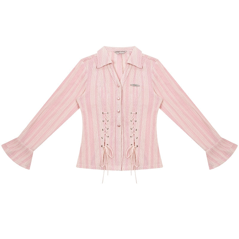 Texture Slim Tie Long Sleeve Shirt