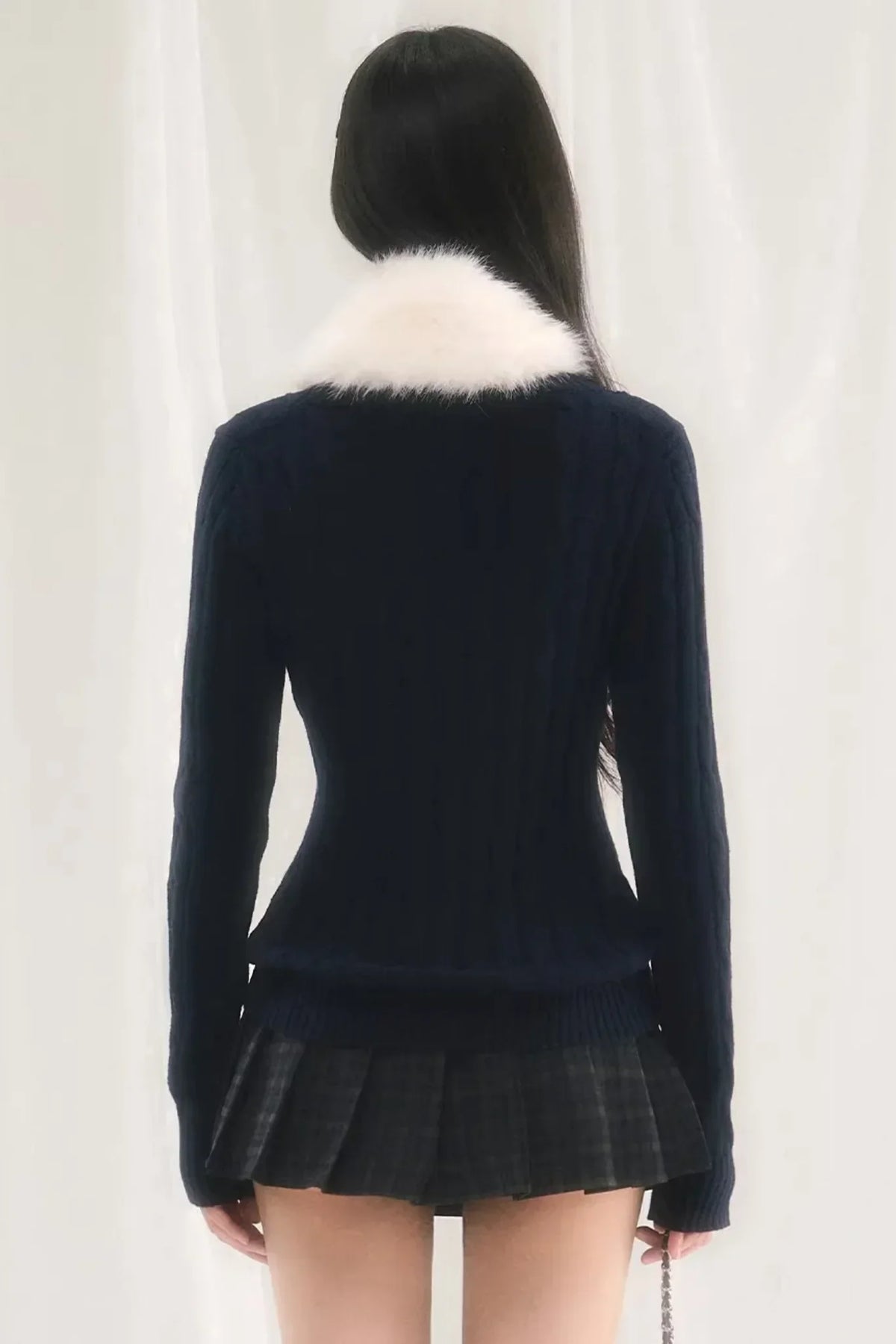 Textured Knit Sweater With Scarf Set