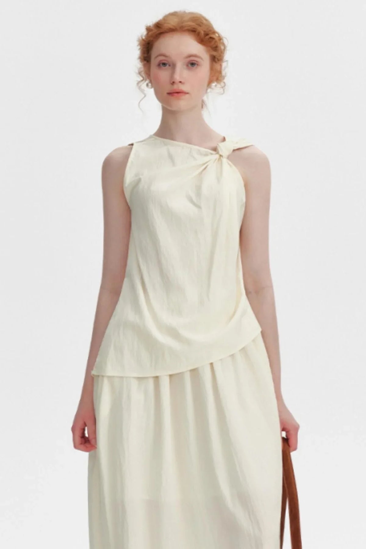 Textured Knot Vest & Skirt Set