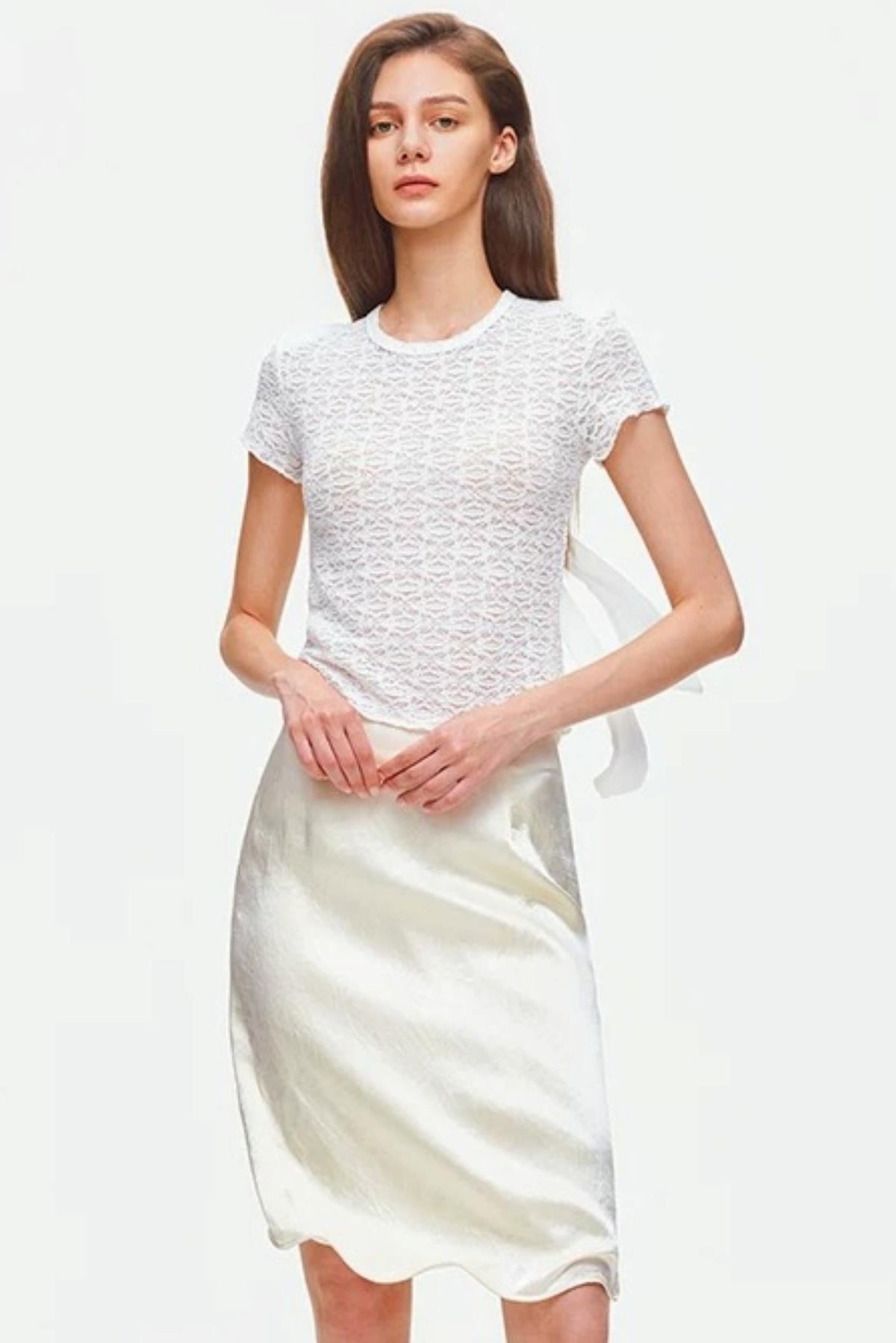 Textured Lace Short Sleeve Top