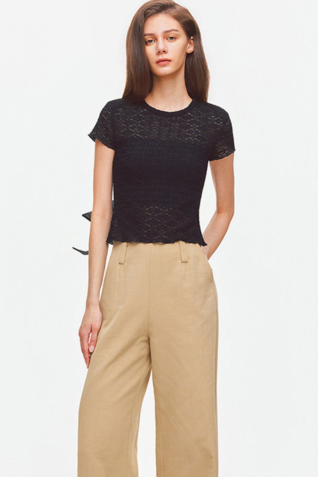 Textured Lace Short Sleeve Top