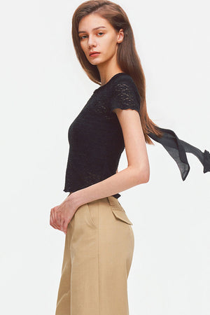 Textured Lace Short Sleeve Top