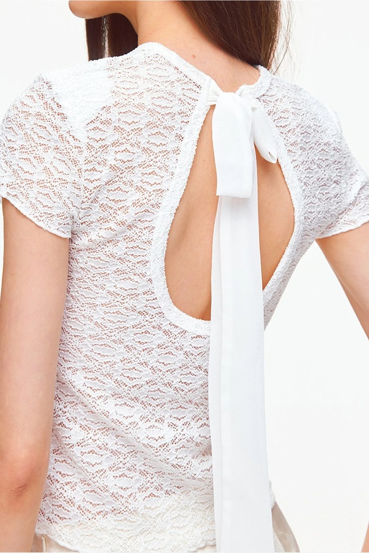 Textured Lace Short Sleeve Top