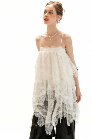 Textured Lace Suspender Dress