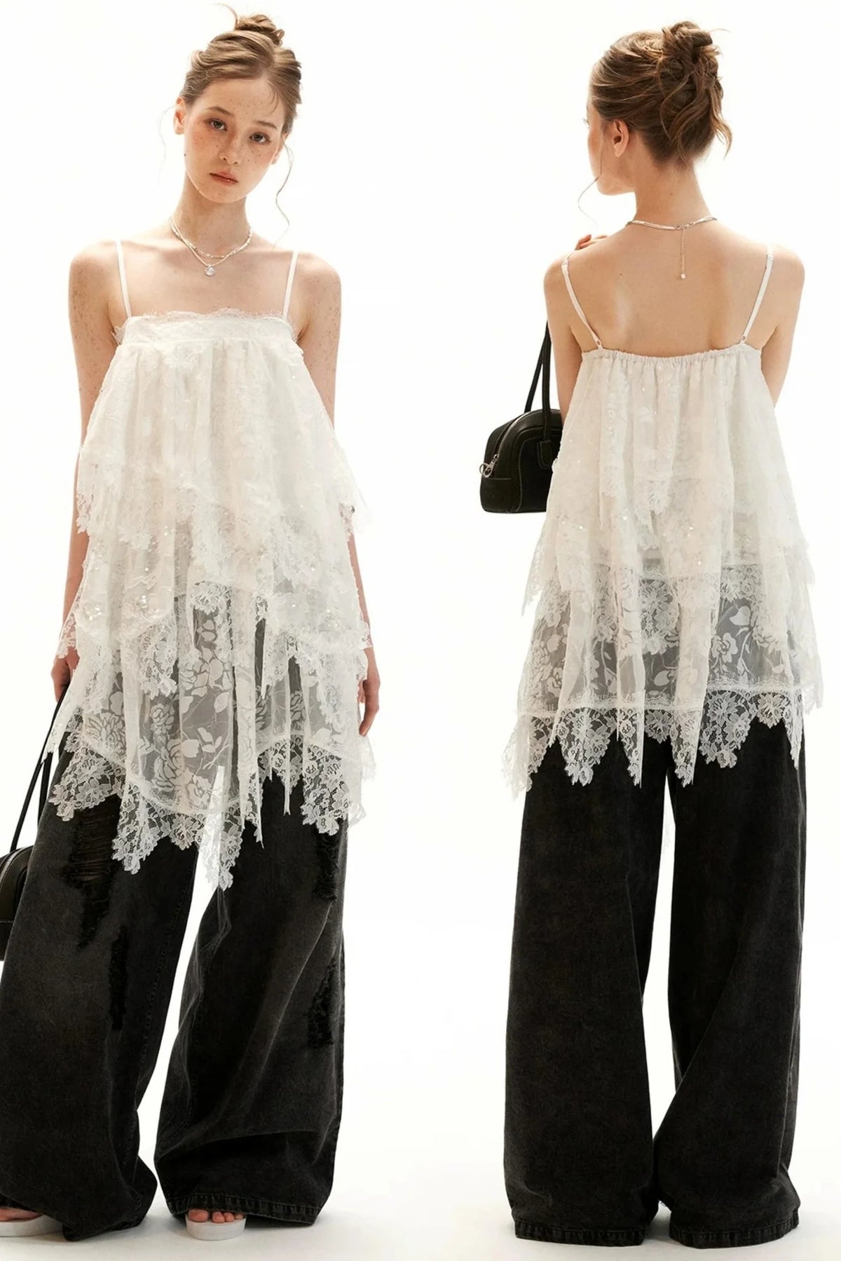 Textured Lace Suspender Dress