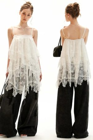 Textured Lace Suspender Dress