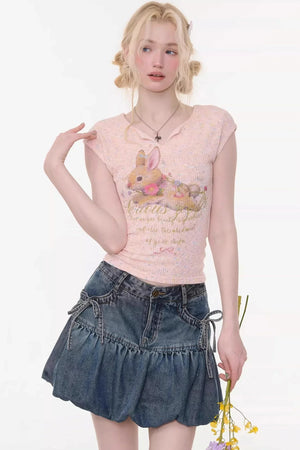 Textured Pink Rabbit T-Shirt