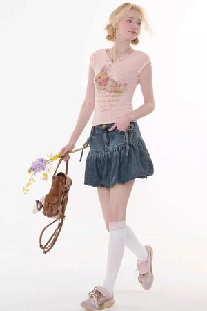 Textured Pink Rabbit T-Shirt