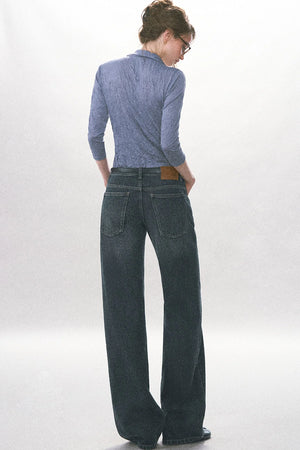 Textured Pleated Button Up Shirt